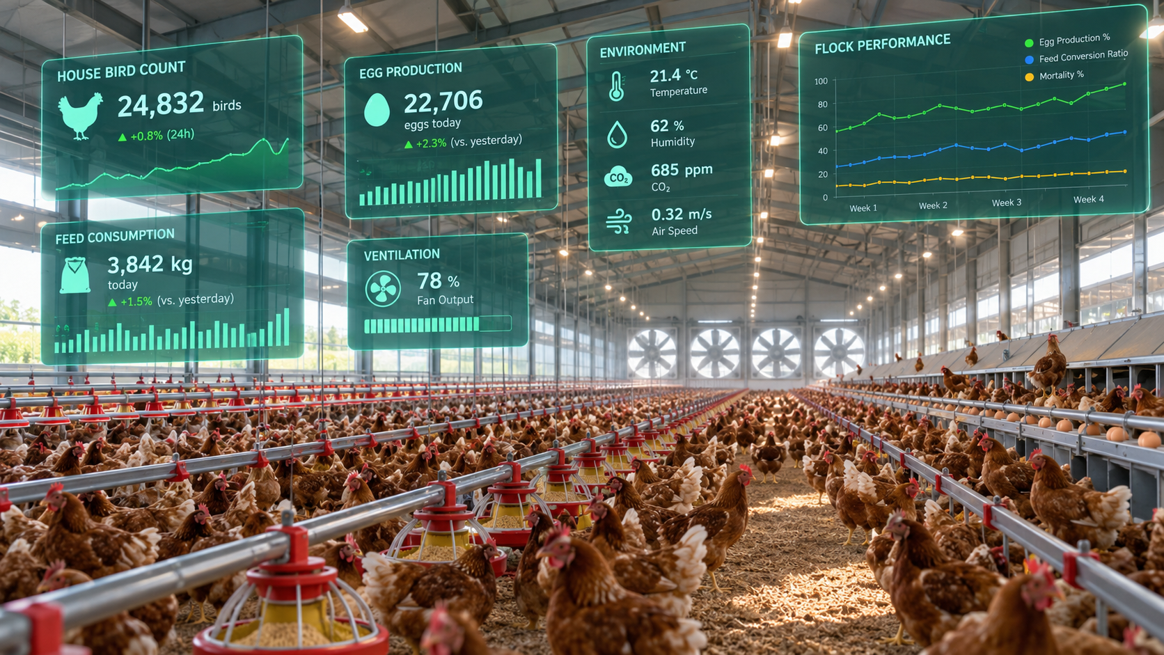 Poultry farm management data and birds